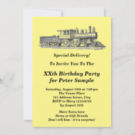 蒸気機関車エンジンマンズメンズバースデーパーティー 招待状