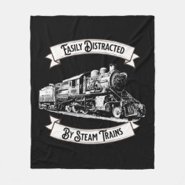 蒸気機関車エンジン鉄道に容易に気を取られる フリースブランケット