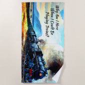 蒸気機関車エンジン  ビーチタオル (正面)