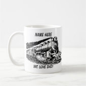 蒸気機関車パパ名の追加メッセージ コーヒーマグカップ (左)