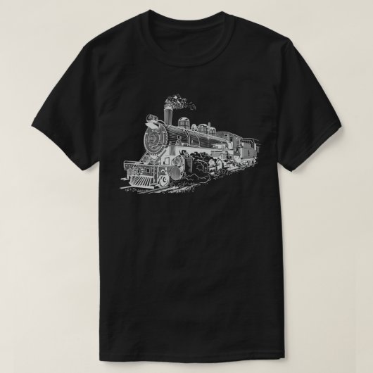 蒸気機関車レトロ鉄道ファッション Tシャツ (デザイン正面)