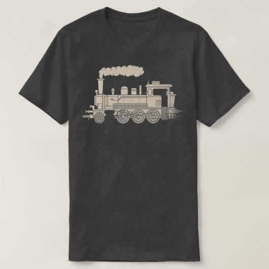 蒸気機関車レトロ鉄道愛好家 Tシャツ (デザイン正面)