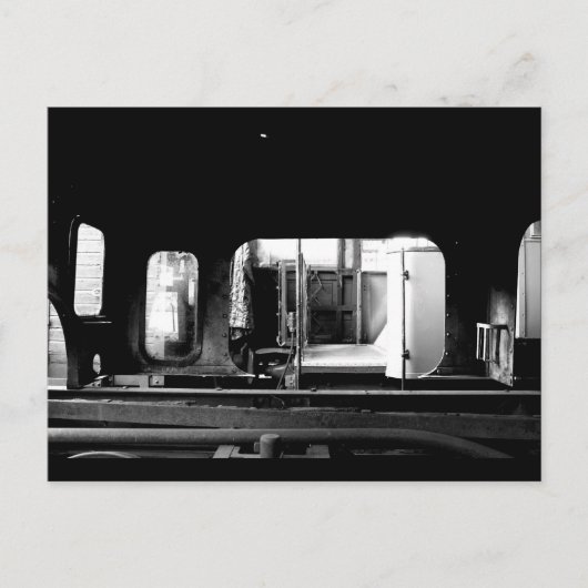 蒸気機関車修理 Le Mastrou 黒白ポストカード ポストカード (正面)