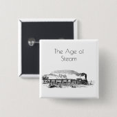 蒸気機関車列車ヴィンテージスタイルイラストレーション 缶バッジ (正面&裏面)