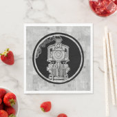 蒸気機関車列車図解入りの、写真付きの切手 スタンダードランチョンナプキン (インサイチュ)