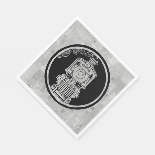 蒸気機関車列車図解入りの、写真付きの切手 スタンダードランチョンナプキン (角)