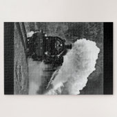 蒸気機関車白黒列車林 ジグソーパズル (横)