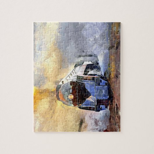 蒸気機関車絵画機関車 ジグソーパズル (縦)