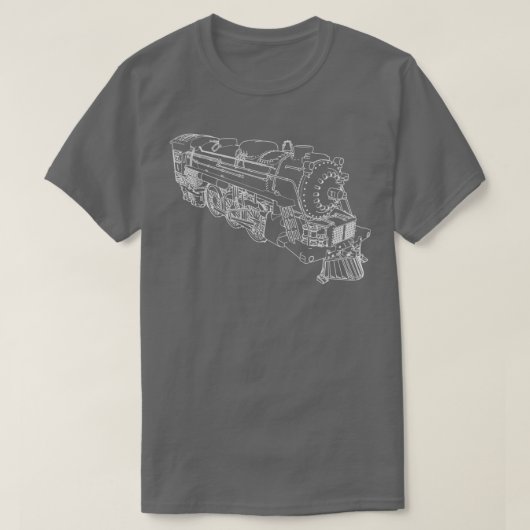 蒸気機関車鉄道線路 Tシャツ (デザイン正面)