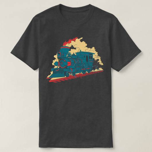 蒸気機関車鉄道 Tシャツ (デザイン正面)