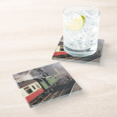 蒸気機関車 ガラスコースター (アングル)