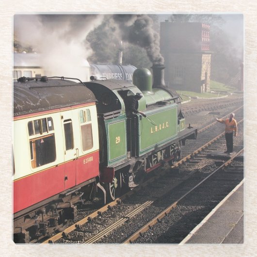 蒸気機関車 ガラスコースター (正面)