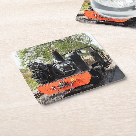 蒸気機関車 スクエアペーパーコースター (アングル)
