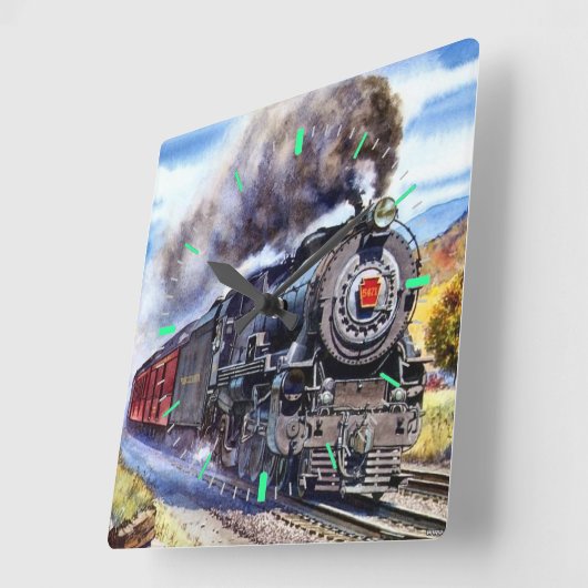 蒸気機関車 スクエア壁時計 (傾斜)