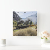 蒸気機関車 スクエア壁時計 (ホーム)