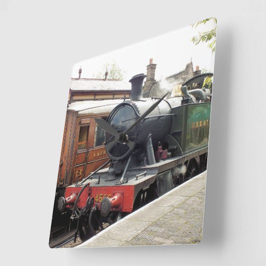 蒸気機関車 スクエア壁時計 (傾斜)