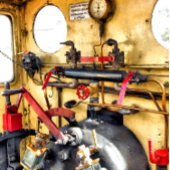 蒸気機関車 スクエア壁時計