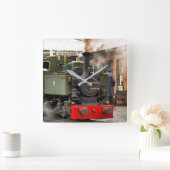 蒸気機関車 スクエア壁時計 (ホーム)