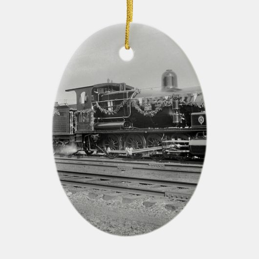 蒸気機関車 古い鉄道 トレイン セラミックオーナメント (正面)