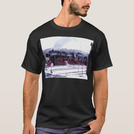 蒸気機関車 鉄道 機関車 駅 エンジン Tシャツ (正面)