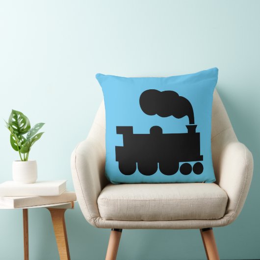 蒸気機関車 – 青5ec5f3で黒 クッション (椅子)