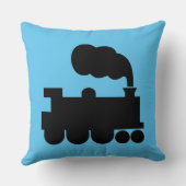 蒸気機関車 – 青5ec5f3で黒 クッション (裏面)