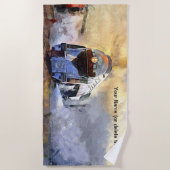 蒸気機関車N&W 611機関車 – 名前を追加 ビーチタオル (正面)