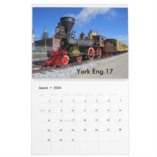 蒸気機関 カレンダー (3月 2026)