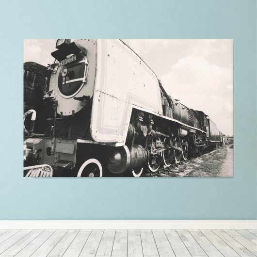 蒸気機関 キャンバスプリント (インサイチュ (ウッドフロア))