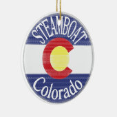 蒸気船のコロラド州の円の旗 セラミックオーナメント (右)