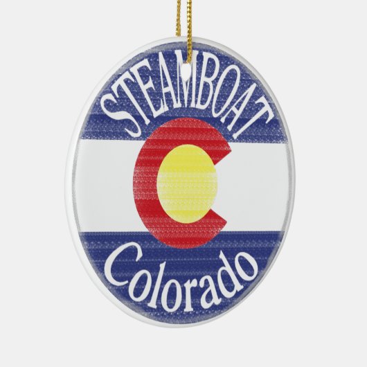蒸気船のコロラド州の円の旗 セラミックオーナメント (右)