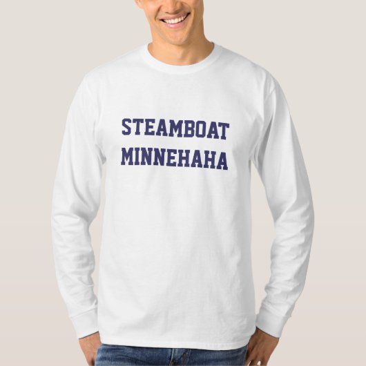 蒸気船のMinnehahaのスタッフ長袖T Tシャツ (正面)