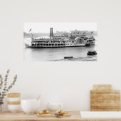 蒸気船「島クイーン」 1906 BW ポスター (キッチン)