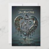蒸汽朋克风格的谱号优雅之心。 招待状 (正面)