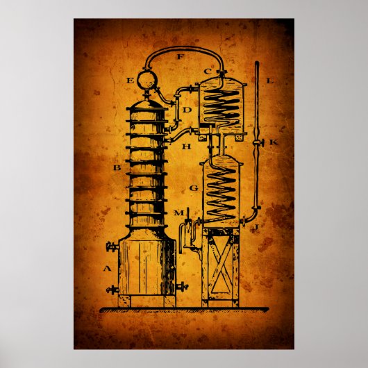蒸留酒のヴィンテージ図 ポスター (正面)