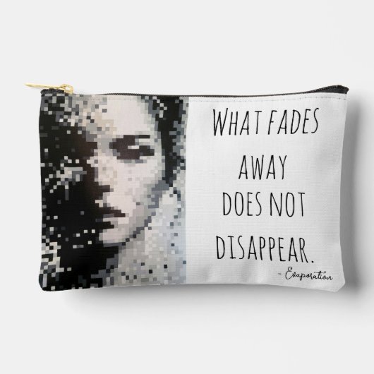 蒸発白黒ピクセルアートポートレート アクセサリーポーチ (正面)