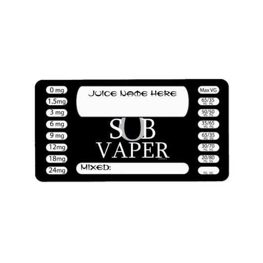 蒸発 | DIY E-JuiceラベルSubVaper by VapeGoat ラベル (正面)