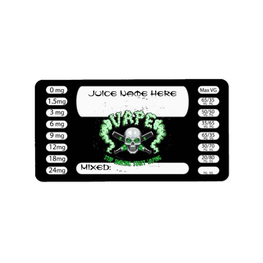 蒸発 | DIY E-JuiceラベルVapeGoatによるVapeスカル ラベル (正面)
