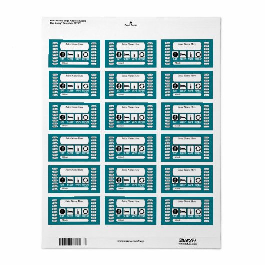 蒸発 | DIY E-Juice Label 食べ Sleep by VapeGoat ラベル (フルシート)