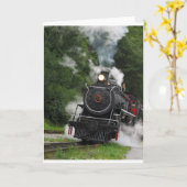 蒸車の蒸気 鉄道駅 エンジン レール アート カード (黄色い花)