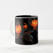 蓄光サイバーフローラオレンジブラックサイバーフラワー ツートーンマグカップ (正面左)