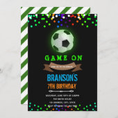 蓄光サッカー誕生日招待状 招待状 (正面/裏面)