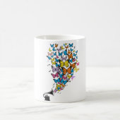 蓄音器カラフル付き蝶 コーヒーマグカップ (中央)