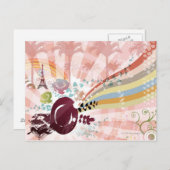 蓄音機からのヴィンテージ ポストカード (正面/裏面)