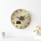 蓄音機からの音楽ストリームw 12数字 ラージ壁時計 (ホーム)