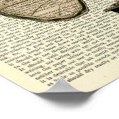 蓄音機でハミングバード、ヴィンテージかわいい ポスター (角)