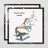 蓄音機のレトロカスタムな招待 招待状 (正面/裏面)