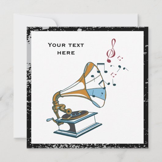 蓄音機のレトロカスタムな招待 招待状 (正面)