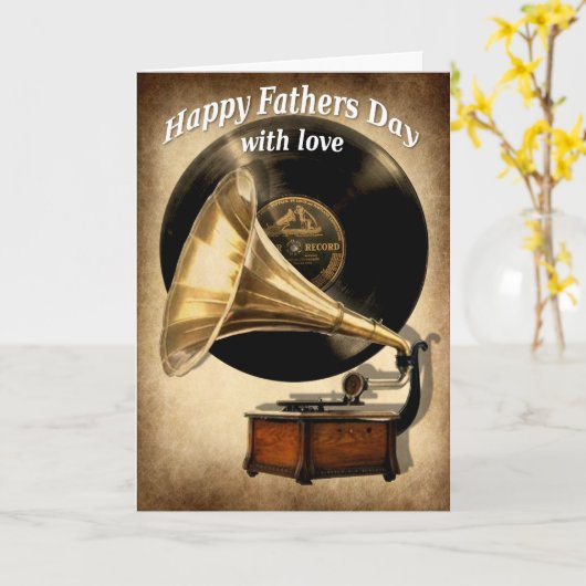 蓄音機の父の日札 カード (黄色い花)