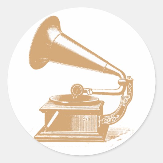 蓄音機カスタマイズ可能デザイン ラウンドシール (正面)